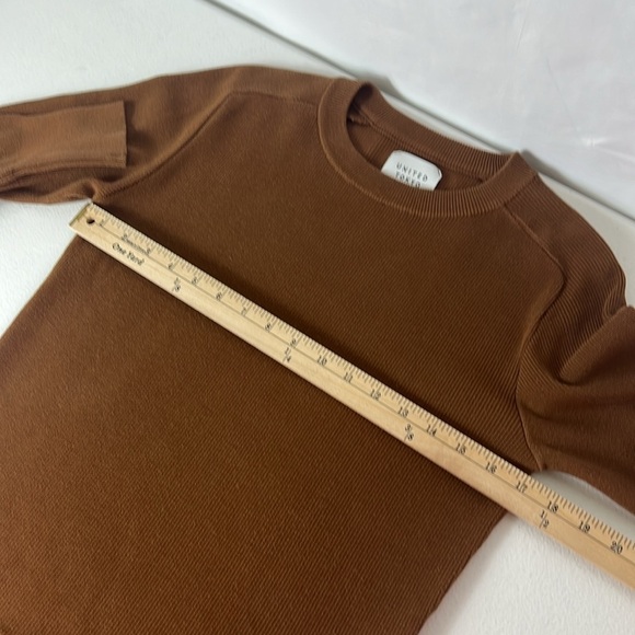 United Tokyo Knitwear Sz Small Sweater Brown Crew Neck - Picture 4 of 8